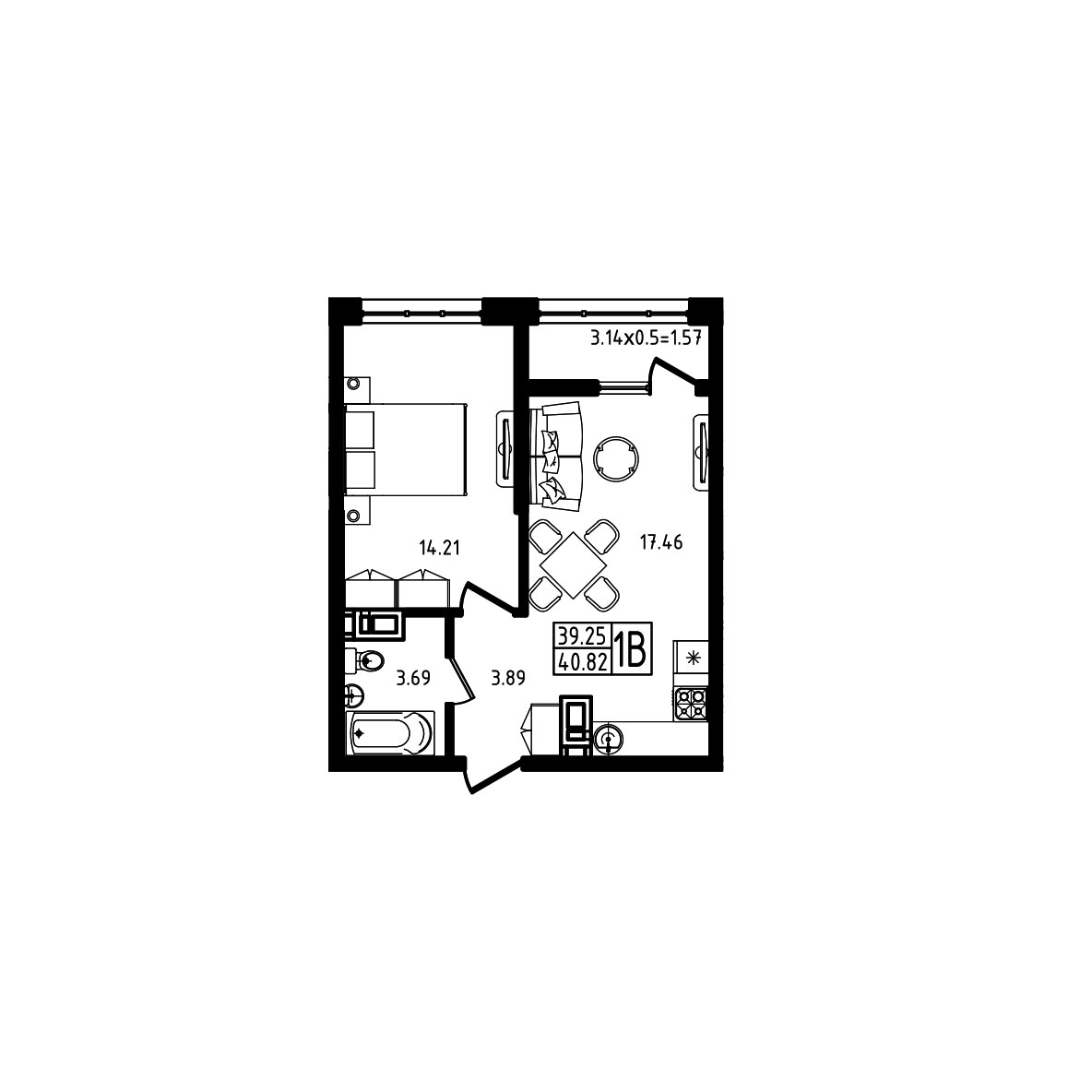 ЖК Яблоневый 4 очередь Квартира №006