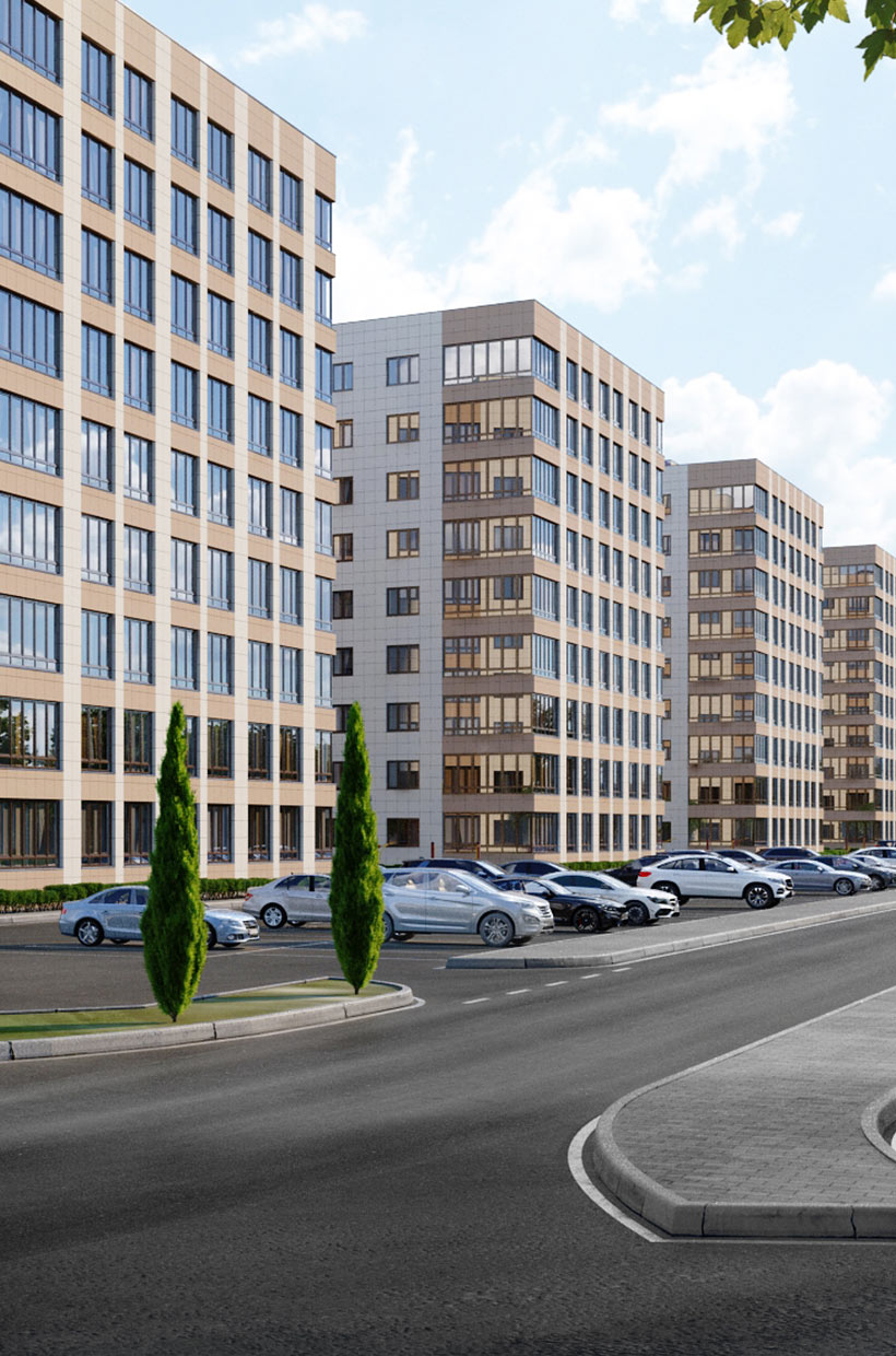 Выделенная зона 
для парковки  ЖК Мега-Победа 2 очередь