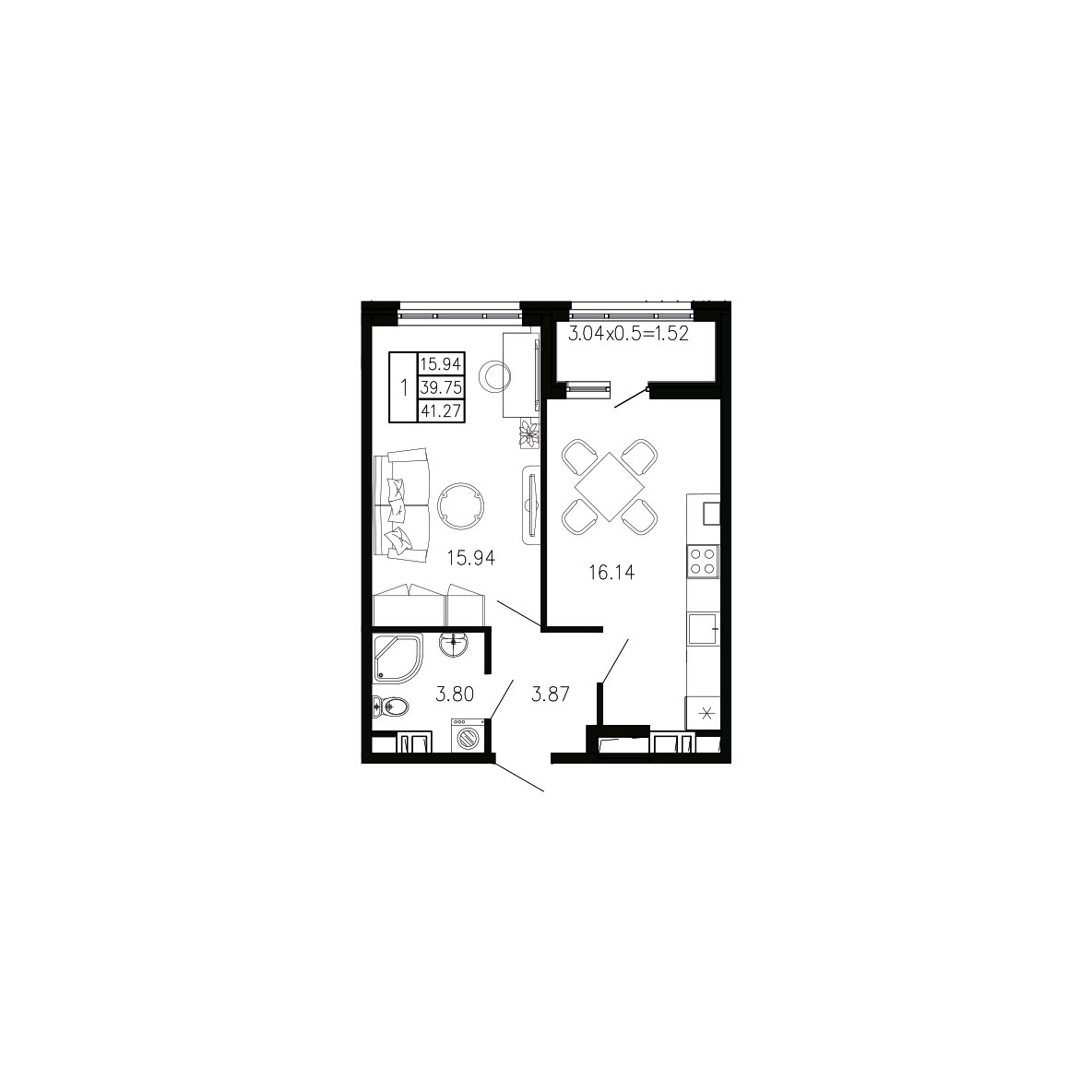ЖК Суворов 1 очередь Квартира №073