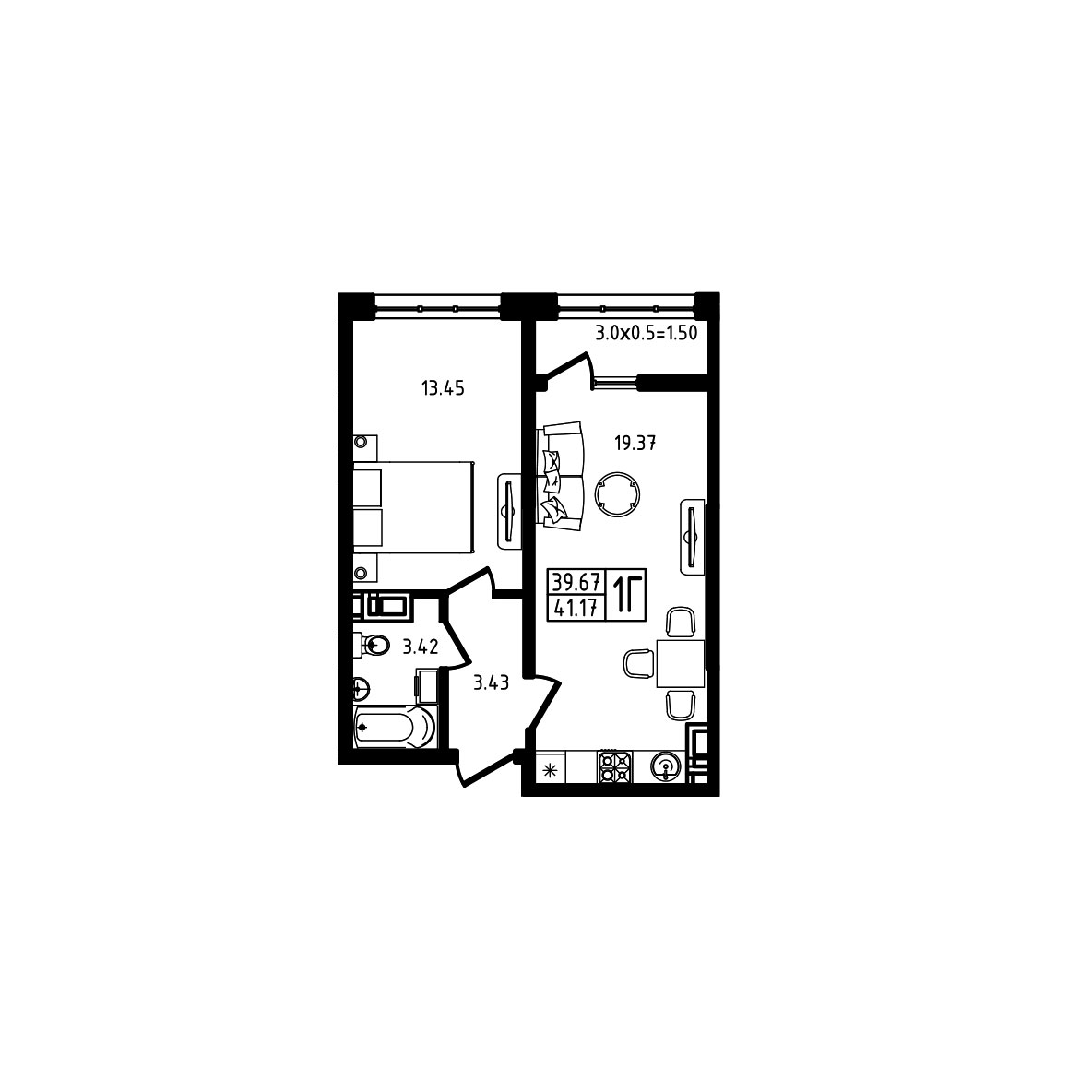 ЖК Яблоневый 4 очередь Квартира №007