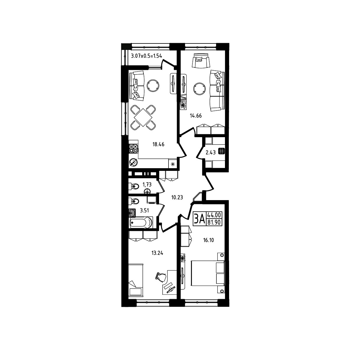 ЖК Яблоневый 3 очередь Квартира №012