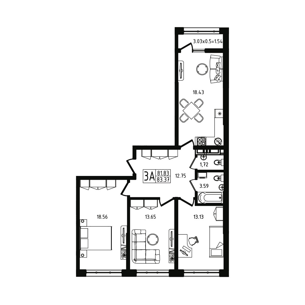 ЖК Яблоневый 3 очередь Квартира №119