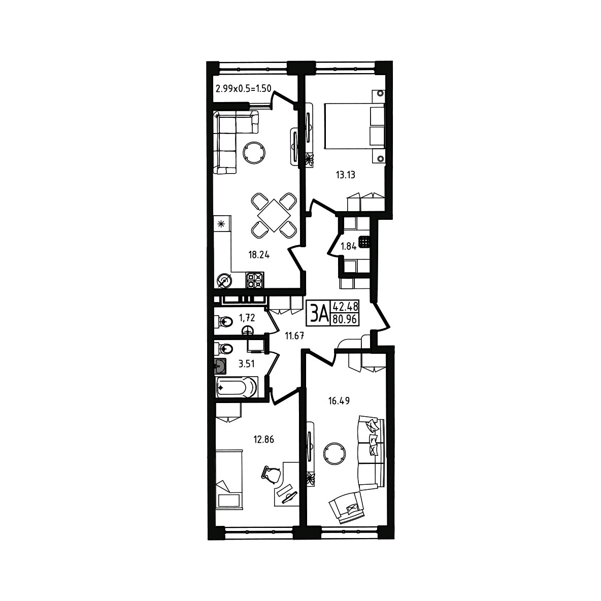 ЖК Яблоневый 3 очередь Квартира №215